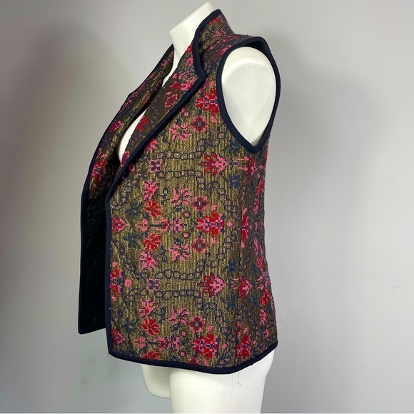 ShopBop Otte New York Chloe Quilted Tapestry Floral Metallic Embroidered Vest S - Picture 6 of 16